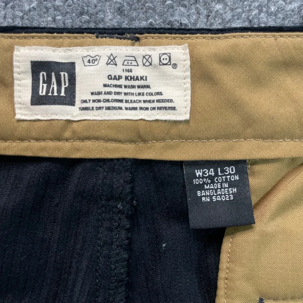 Gap Corduroy Pants Men's 34x30 Black Wide Wale Cotton Khaki